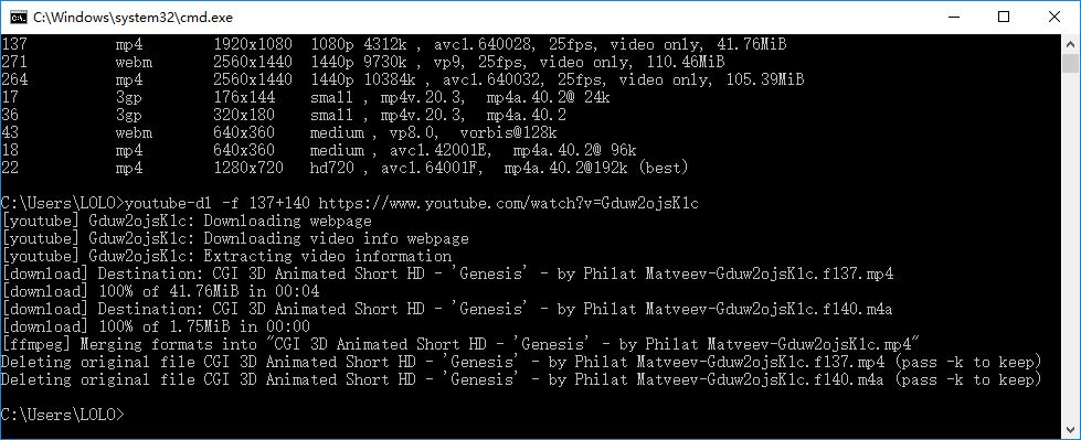 使用youtube-dl下载YouTube视频