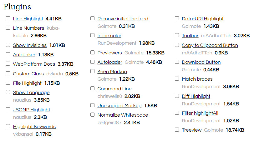 prism代码高亮,插件选择